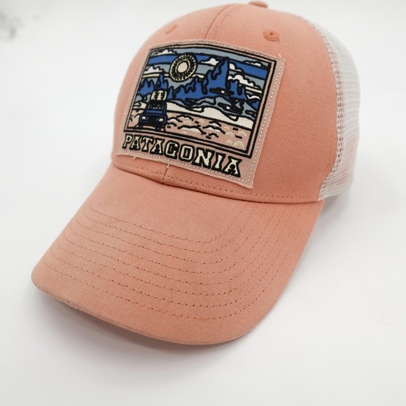 Patagonia Other - Patagonia Hat Cap Snap Back Pink Trucker Mesh Embroidered Patch NetPlus Mens